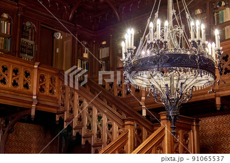 Russia, St. Petersburg, January 9, 2022 - Gothic Library of the Russian Emperor Nicholas II in the Winter Palace. 91065537