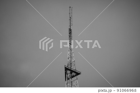 Radio tower on the heights, sky on background 91066968