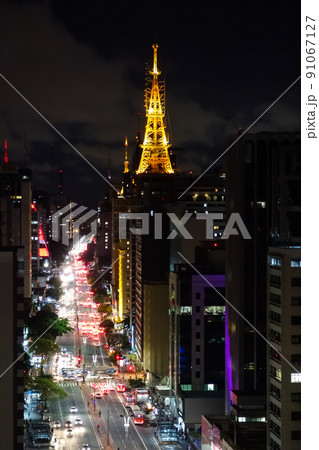 Paulista avenue, Sao Paulo cityscape, panoramic, night Paulista avenue, Sao Paulo cityscape, panoramic, night 91067127