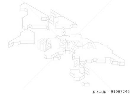 3D isometric map of World 3D isometric map of World 91067246