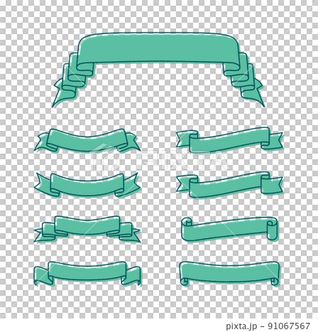 手書き風のシンプルなリボンフレームセットのイラスト素材