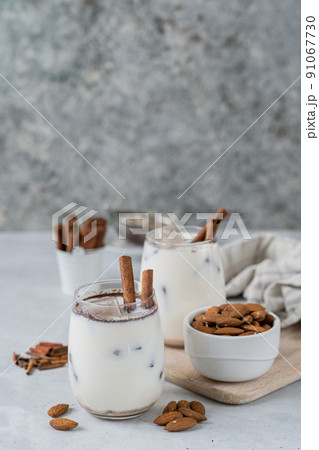 Horchata drink - traditional mexican rice based drink with cinnamon and almonds 91067730