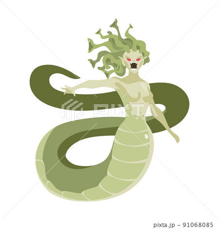 Snake-haired monstrous creature semi flat color... - Stock Illustration  [91068085] - PIXTA