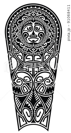 Black and white maori style ornament. Vector illustration 91068411