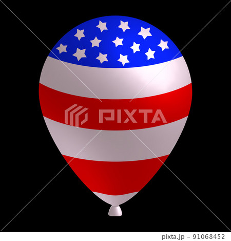realistic balloon 3d usa flag color, colorful flying helium balloons bright glossy isolated vector illustration for holiday party celebration decoration. 91068452