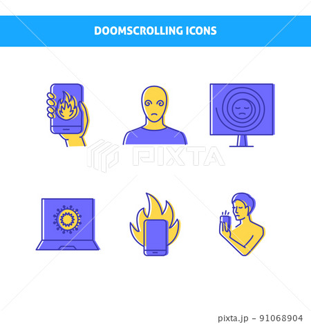 Doomsurfing icon set in colored line style 91068904