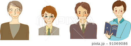 スーツを着た男性と私服の男性の上半身のセットイラスト。 91069086