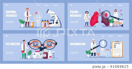 Pulmanologist, eye doctor concept vector for medicine websites, blogs. Rheumatologist consults a patient online. Rheumatoid arthritis of the hand. Pulmanologist, eye doctor concept vector for medicine websites, blogs. Rheumatologist consults a patient online. Rheumatoid arthritis of the hand. 91069625