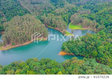 Ther Landscape of Upper Shing Mun Reservoir is a reservoir 18 June 2022 91070226