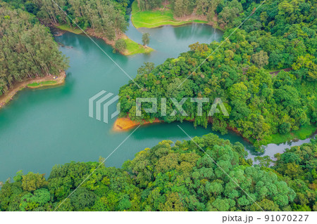 Ther Landscape of Upper Shing Mun Reservoir is a reservoir 18 June 2022 91070227