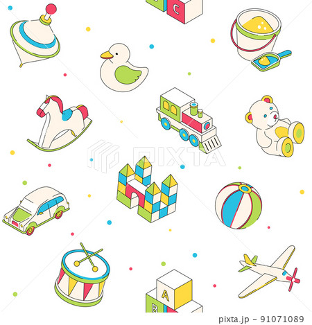 Funny toys for children - modern isometric colorful pattern 91071089