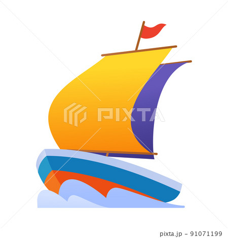 Toy boat - modern flat design style single isolated object 91071199