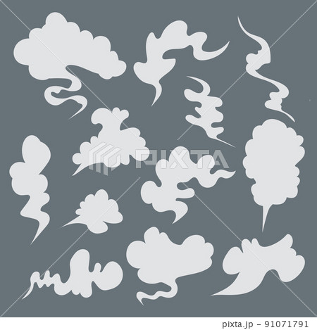 Steam clouds set. Cartoon white smoke vector... - Stock Illustration  [91071791] - PIXTA