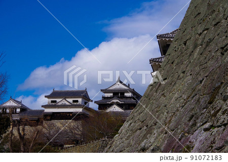 石垣　お城の石垣　松山城　打ち込み接ぎ 91072183