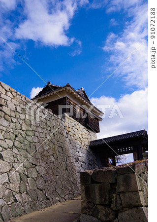 石垣　お城の石垣　松山城　打ち込み接ぎ 91072188