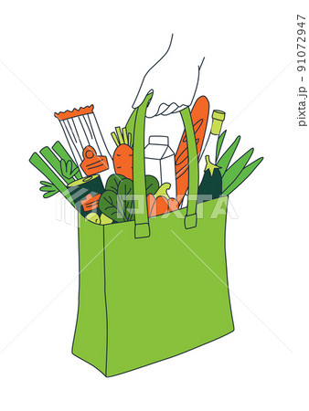 Grocery order. Bag of food. Goods from online shop. Grocery order. Bag of food. Goods from online shop. 91072947