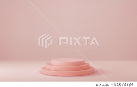 3d Shiny white round pedestal podium. 91073334