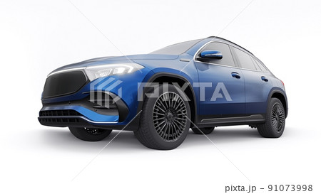 Blue family innovative electric SUV car on a white background. 3d rendering. 91073998