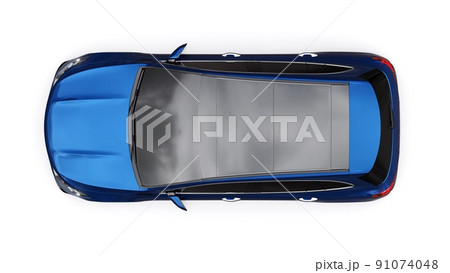 Blue family innovative electric SUV car on a white background. 3d rendering. Blue family innovative electric SUV car on a white background. 3d rendering. 91074048