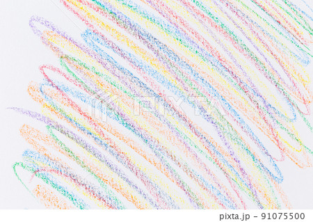 Multi color hand crayon drawing Multi color hand crayon drawing 91075500