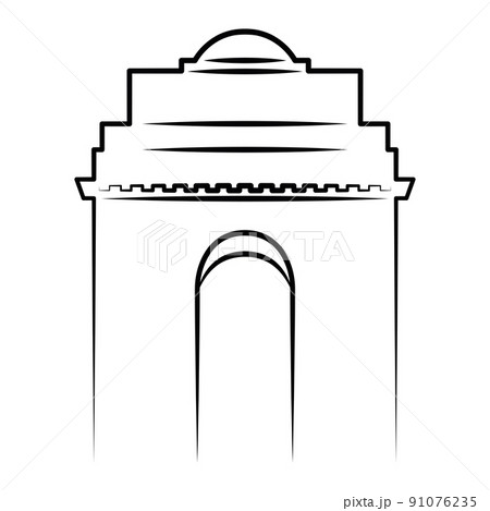 Isolated sketch of the India Gate landmark Vector Isolated sketch of the India Gate landmark Vector 91076235