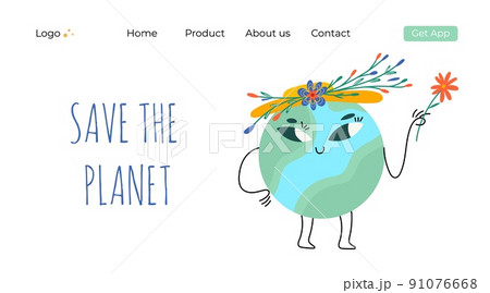 World environment day. Happy Earth Day! Ecology, recycle, zero waste vector illustration. Eco badges, nature plant. Design for shopping bag, t-shirt, apparel, clothes, banner. Save planet 91076668