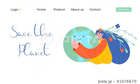 World environment day. Happy Earth Day! Ecology, recycle, zero waste vector illustration. Eco badges, nature plant. Design for shopping bag, t-shirt, apparel, clothes, banner. Save planet 91076670