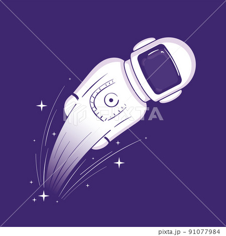 Cute astronaut cartoon character with a flying effect Vector 91077984