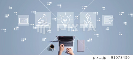 Great idea for success concept with person working with laptop 91078430