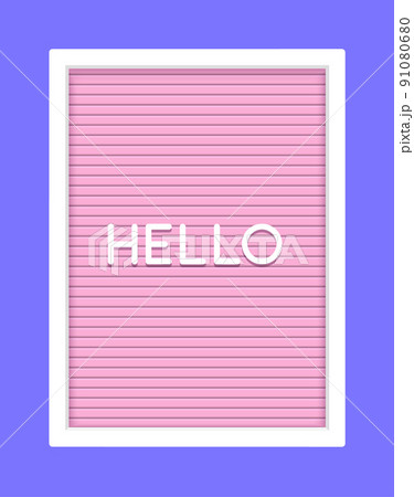 Hello pink letter board vector background. Letterboard pink type retro sign Hello pink letter board vector background. Letterboard pink type retro sign 91080680