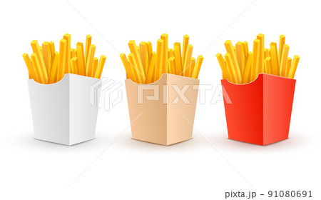 French potato pack box. Cartoon fastfood fry french potato isolated illustration fast food 91080691