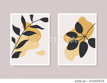 Abstract contemporary flower minimal modern vector design. Minimal abstract flower collection leaf Abstract contemporary flower minimal modern vector design. Minimal abstract flower collection leaf 91080929