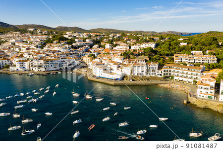 View from drone of Cadaques town, Spain 91081487