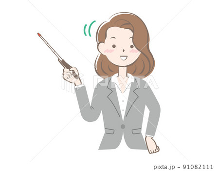 指示棒を持っているスーツ姿の女性 91082111