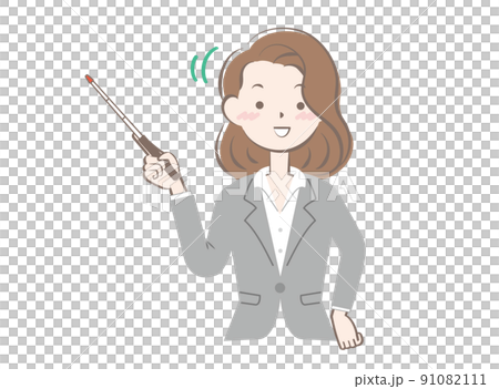 指示棒を持っているスーツ姿の女性 91082111