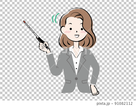 A woman in a suit holding a pointer A woman in a suit holding a pointer 91082112