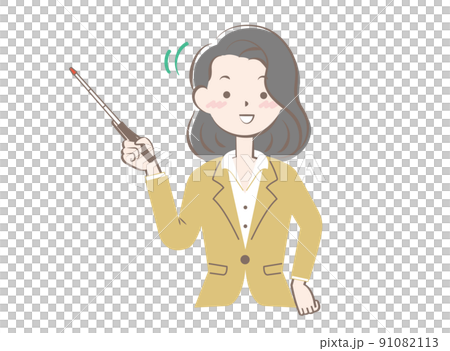 A woman in a suit holding a pointer A woman in a suit holding a pointer 91082113