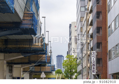 中央大通　阪神高速大阪港線　橋脚工事　阿波座 91082910