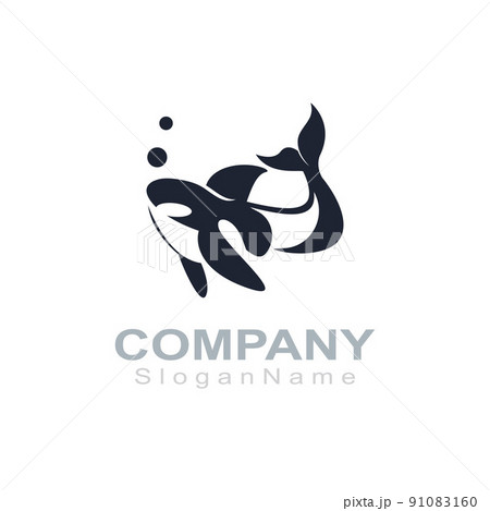 Orca logo image fish animal sea design illustration icon 91083160