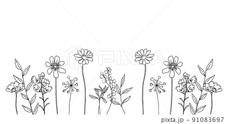 シンプルなお花たちの背景イラストのイラスト素材