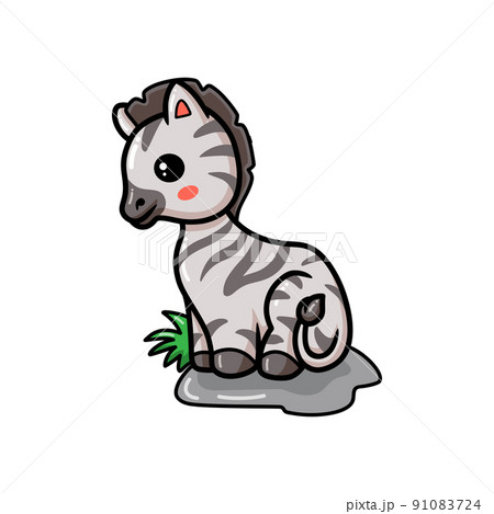 Cute little zebra cartoon sitting Cute little zebra cartoon sitting 91083724