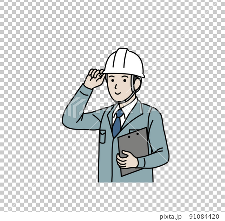 一名身穿工作服的男子的現場總監建築師插圖 91084420