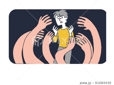 日々不安にさらされストレスを抱える男性　心理的な外部からの干渉 91084430