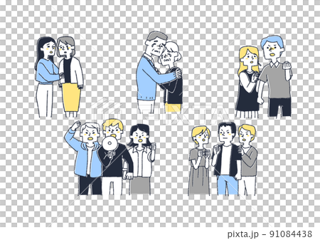 不条理な世の中の仕組みや圧力、政治やニュースに傷つき悲しみ、奮起して行動を起こす人々 91084438