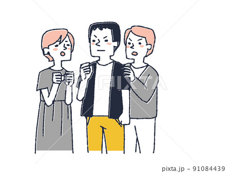 お互いを鼓舞しああう男女　不条理な世の中の仕組みや圧力に奮起して行動を起こす人々 91084439