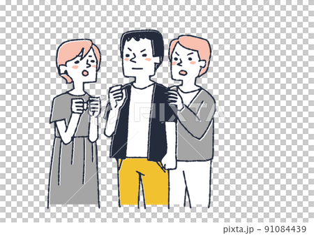 お互いを鼓舞しああう男女　不条理な世の中の仕組みや圧力に奮起して行動を起こす人々 91084439