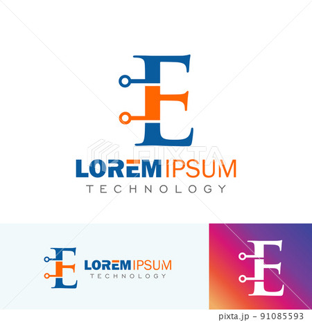 Technology Monogram Logo Initial Letter E 91085593
