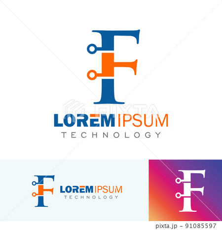 Technology Monogram Logo Initial Letter F Technology Monogram Logo Initial Letter F 91085597