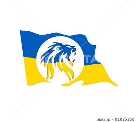 Lion Roar for Stand with ukraine flag sign Lion Roar for Stand with ukraine flag sign 91085859
