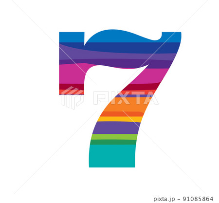numerical number seven or 7 in multiple colors vector 91085864